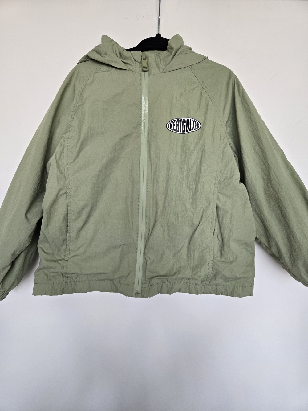 ZARA Kids Hooded Windbreaker Jacket in Sage Green